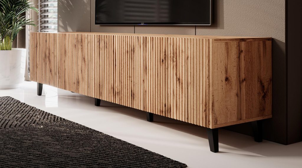 Eiken TV-meubel Vintar met praktische opbergruimte en elegante afwerking voor een modern interieur